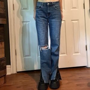 Queen hearts High waist split hem jeans